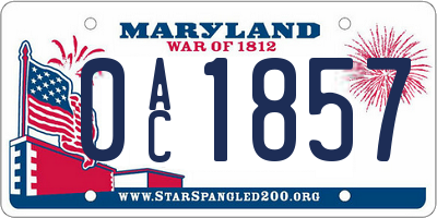 MD license plate 0AC1857