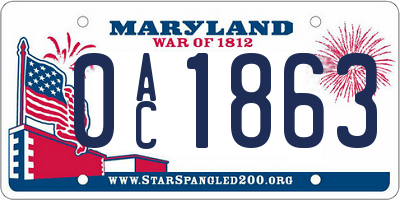 MD license plate 0AC1863