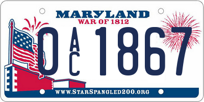 MD license plate 0AC1867