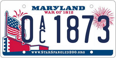 MD license plate 0AC1873