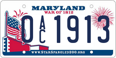 MD license plate 0AC1913