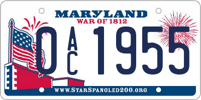 MD license plate 0AC1955