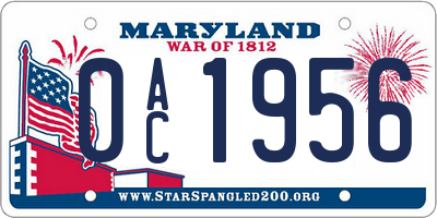MD license plate 0AC1956