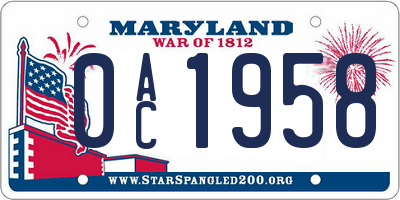 MD license plate 0AC1958