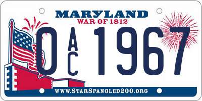 MD license plate 0AC1967