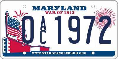 MD license plate 0AC1972