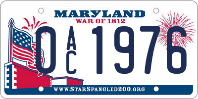 MD license plate 0AC1976
