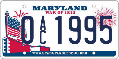 MD license plate 0AC1995