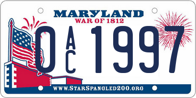 MD license plate 0AC1997