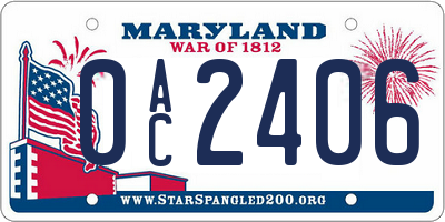 MD license plate 0AC2406