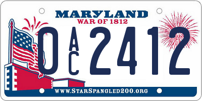 MD license plate 0AC2412