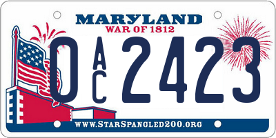 MD license plate 0AC2423