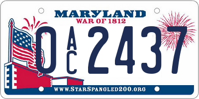 MD license plate 0AC2437