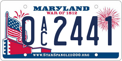 MD license plate 0AC2441