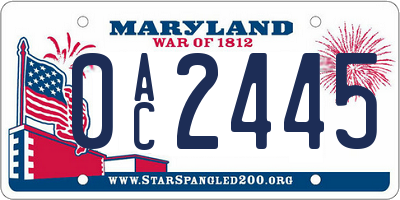 MD license plate 0AC2445
