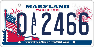 MD license plate 0AC2466