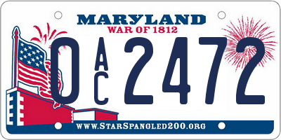 MD license plate 0AC2472