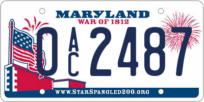 MD license plate 0AC2487