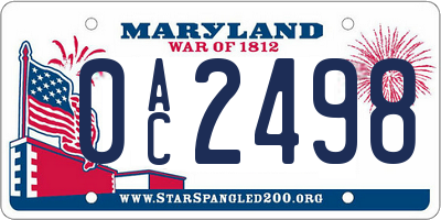 MD license plate 0AC2498