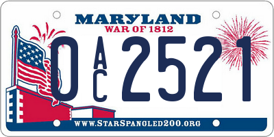 MD license plate 0AC2521