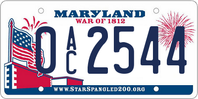 MD license plate 0AC2544