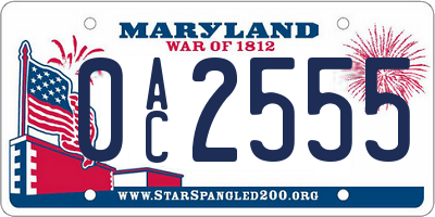 MD license plate 0AC2555