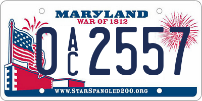 MD license plate 0AC2557