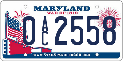 MD license plate 0AC2558