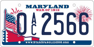 MD license plate 0AC2566