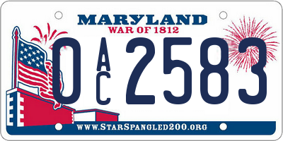 MD license plate 0AC2583