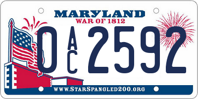 MD license plate 0AC2592
