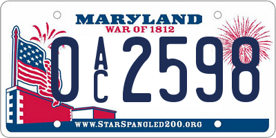 MD license plate 0AC2598