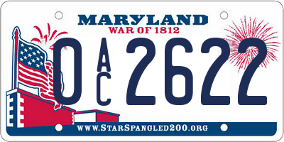 MD license plate 0AC2622