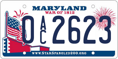 MD license plate 0AC2623