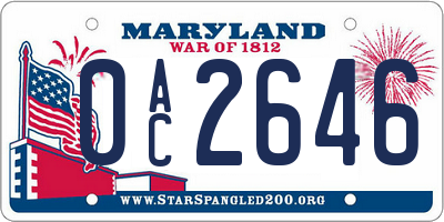 MD license plate 0AC2646