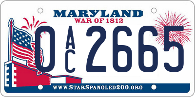 MD license plate 0AC2665