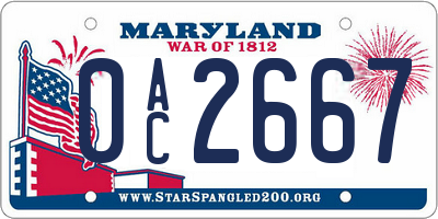 MD license plate 0AC2667