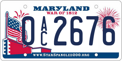 MD license plate 0AC2676