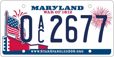 MD license plate 0AC2677