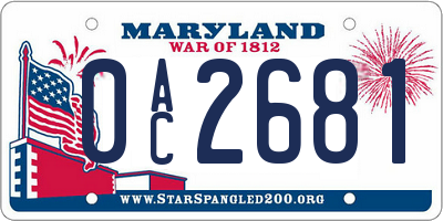 MD license plate 0AC2681