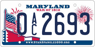 MD license plate 0AC2693