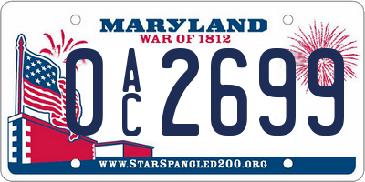 MD license plate 0AC2699