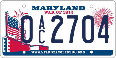 MD license plate 0AC2704