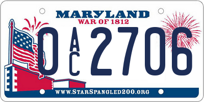 MD license plate 0AC2706