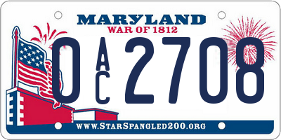 MD license plate 0AC2708
