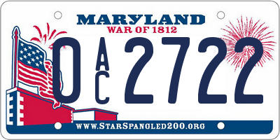 MD license plate 0AC2722