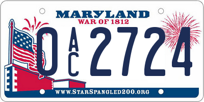 MD license plate 0AC2724