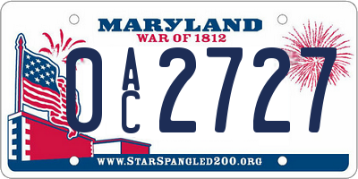 MD license plate 0AC2727