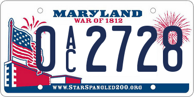 MD license plate 0AC2728