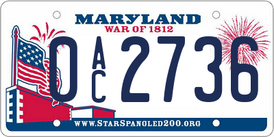 MD license plate 0AC2736